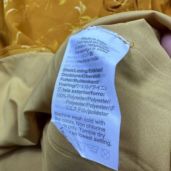 Madewell Mustard Tonal Botanical Boho Ruffle Floral Shoulder Peplum Top XS - Picture 12 of 13